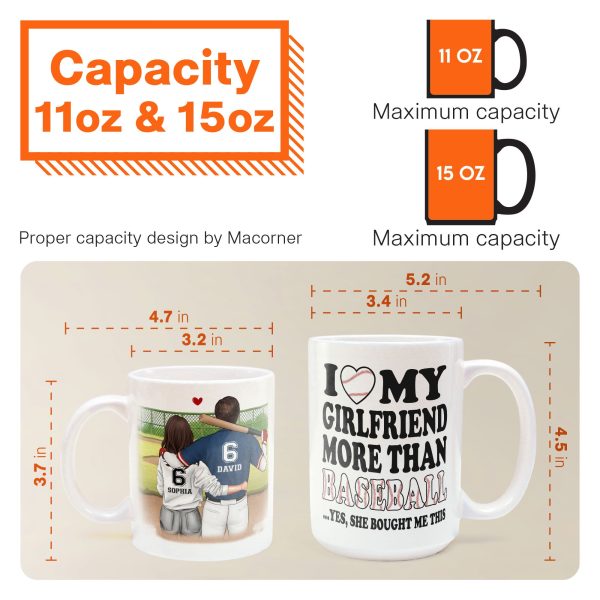 I Love My Girlfriend More Than Baseball - Personalized Mug I Love My Girlfriend More Than Baseball - Personalized Mug
