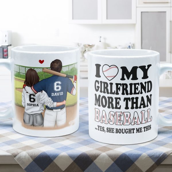 I Love My Girlfriend More Than Baseball - Personalized Mug I Love My Girlfriend More Than Baseball - Personalized Mug
