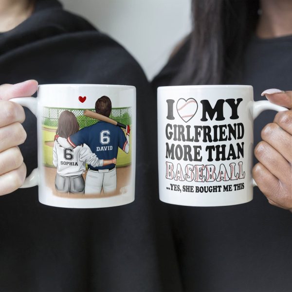 I Love My Girlfriend More Than Baseball - Personalized Mug I Love My Girlfriend More Than Baseball - Personalized Mug
