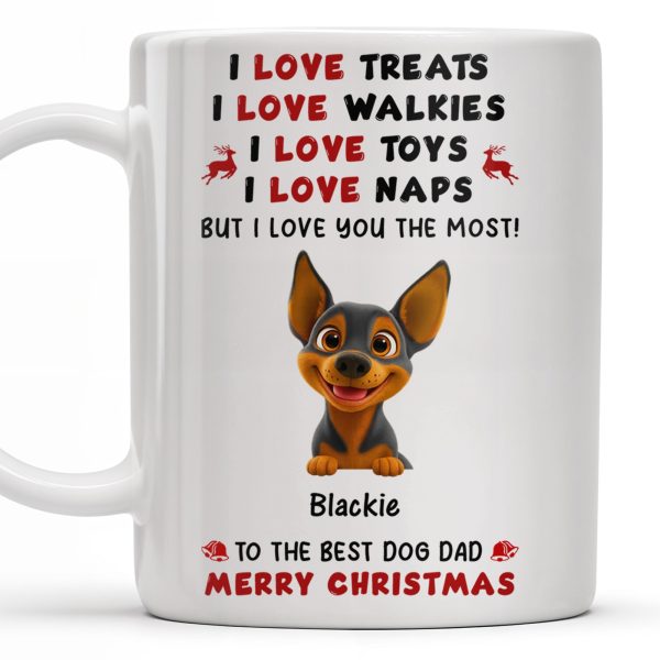 I Love Treats I Love Walkies I Love Toys I Love Naps Merry Christmas - Personalized Custom Coffee Mug - DOG073_MG I Love Treats I Love Walkies I Love Toys I Love Naps Merry Christmas - Personalized Custom Coffee Mug - DOG073_MG