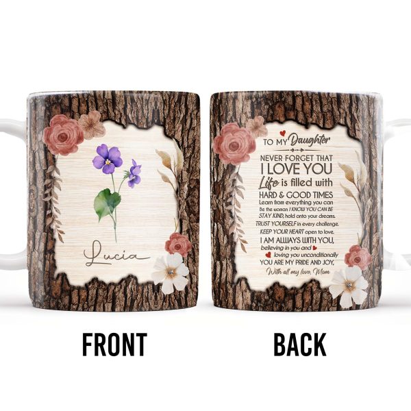 I Love You Life Is Filled With Hard & Good Times Tree Bark And Flowers Design - Personalized Custom Coffee Mug - DAU107_MG I Love You Life Is Filled With Hard & Good Times Tree Bark And Flowers Design - Personalized Custom Coffee Mug - DAU107_MG