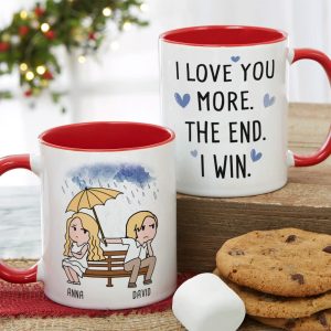 I Love You More The End I Win, Personalized Couple Mug, Wine Tumbler, Accent Mug