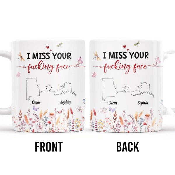 I Miss Your Loving Face With Heart String And Floral Design - Personalized Custom Coffee Mug - CPL209_MG I Miss Your Loving Face With Heart String And Floral Design - Personalized Custom Coffee Mug - CPL209_MG