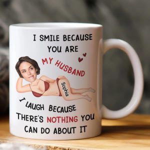 I Smile Because You Are My Husband - Personalized Photo Mug