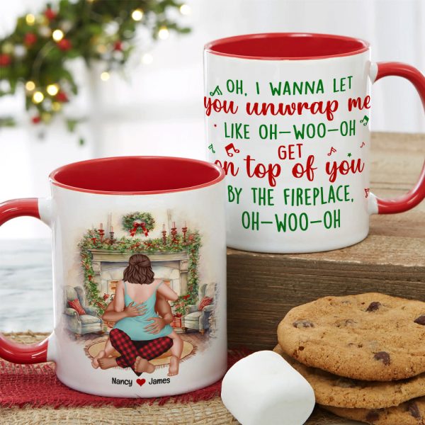 I Wanna Let Him Unwrap Me, Personalized Naughty Couple Accent Mug, Gift For Christmas I Wanna Let Him Unwrap Me, Personalized Naughty Couple Accent Mug, Gift For Christmas