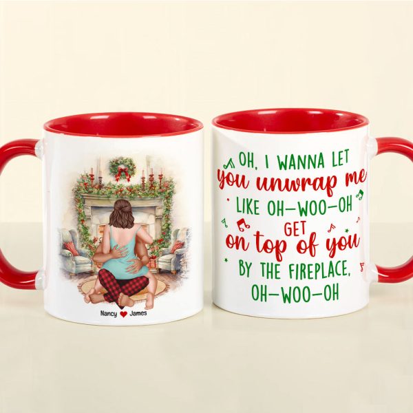 I Wanna Let Him Unwrap Me, Personalized Naughty Couple Accent Mug, Gift For Christmas I Wanna Let Him Unwrap Me, Personalized Naughty Couple Accent Mug, Gift For Christmas