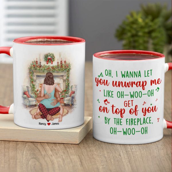 I Wanna Let Him Unwrap Me, Personalized Naughty Couple Accent Mug, Gift For Christmas I Wanna Let Him Unwrap Me, Personalized Naughty Couple Accent Mug, Gift For Christmas