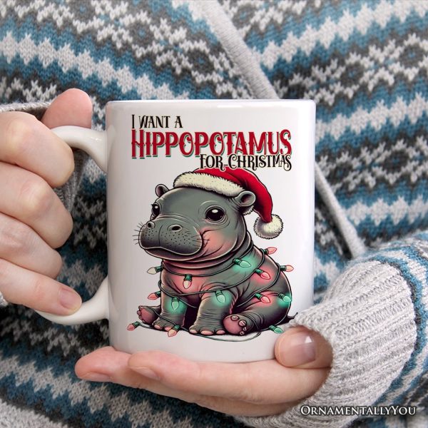 I Want a Hippopotamus For Christmas Personalized Mug, Cute Baby Hippo Xmas Gift with Custom Name I Want a Hippopotamus For Christmas Personalized Mug, Cute Baby Hippo Xmas Gift with Custom Name