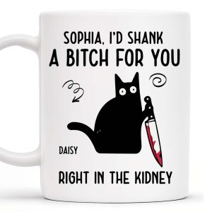 I'd Do Anything For You Featuring Black Cat With Knife - Personalized Custom Coffee Mug - PET081_MG