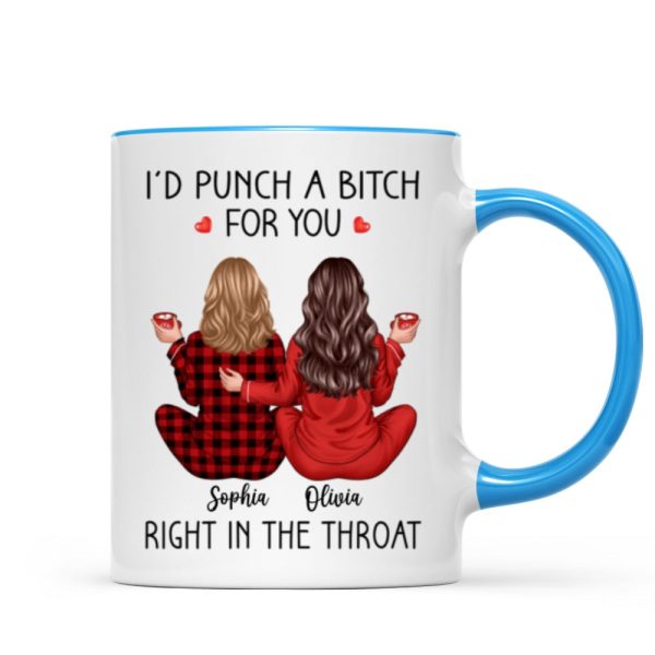 I'd Punch A Bitch For You Back View Pajamas Besties Personalized Mug, Christmas Funny Gift For Best Friends, BFF I'd Punch A Bitch For You Back View Pajamas Besties Personalized Mug, Christmas Funny Gift For Best Friends, BFF