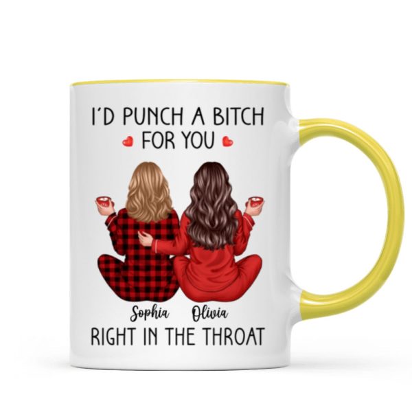 I'd Punch A Bitch For You Back View Pajamas Besties Personalized Mug, Christmas Funny Gift For Best Friends, BFF I'd Punch A Bitch For You Back View Pajamas Besties Personalized Mug, Christmas Funny Gift For Best Friends, BFF