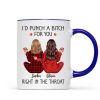 I'd Punch A Bitch For You Back View Pajamas Besties Personalized Mug, Christmas Funny Gift For Best Friends, BFF I'd Punch A Bitch For You Back View Pajamas Besties Personalized Mug, Christmas Funny Gift For Best Friends, BFF