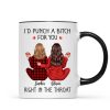 I'd Punch A Bitch For You Back View Pajamas Besties Personalized Mug, Christmas Funny Gift For Best Friends, BFF I'd Punch A Bitch For You Back View Pajamas Besties Personalized Mug, Christmas Funny Gift For Best Friends, BFF