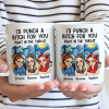 I'd Punch a Bitch for You Personalized White Ceramic Mug, Fun Gift for Best Friends