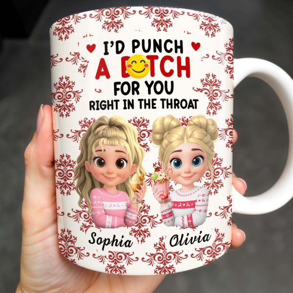 I'd Punch A [Censored] For You, Cartoon Girls With Ice Cream - Personalized Custom Coffee Mug - BST470_MG