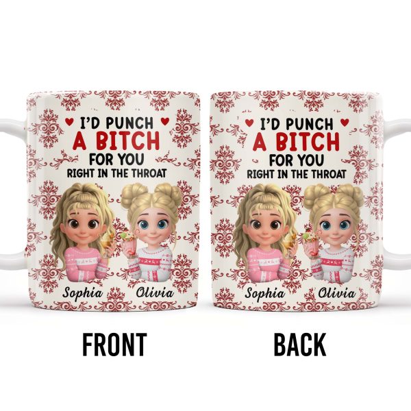 I'd Punch A [Censored] For You, Cartoon Girls With Ice Cream - Personalized Custom Coffee Mug - BST470_MG