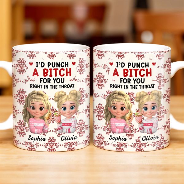 I'd Punch A [Censored] For You, Cartoon Girls With Ice Cream - Personalized Custom Coffee Mug - BST470_MG