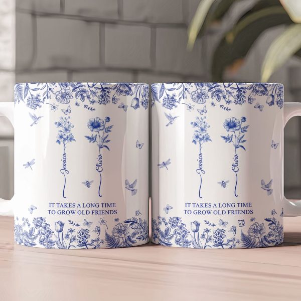 If Besties Were Flowers I'd Pick You - Toile De Jouy Birth Flowers - Personalized Mug If Besties Were Flowers I'd Pick You - Toile De Jouy Birth Flowers - Personalized Mug