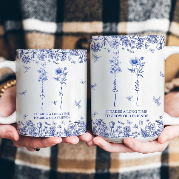 If Besties Were Flowers I'd Pick You - Toile De Jouy Birth Flowers - Personalized Mug If Besties Were Flowers I'd Pick You - Toile De Jouy Birth Flowers - Personalized Mug