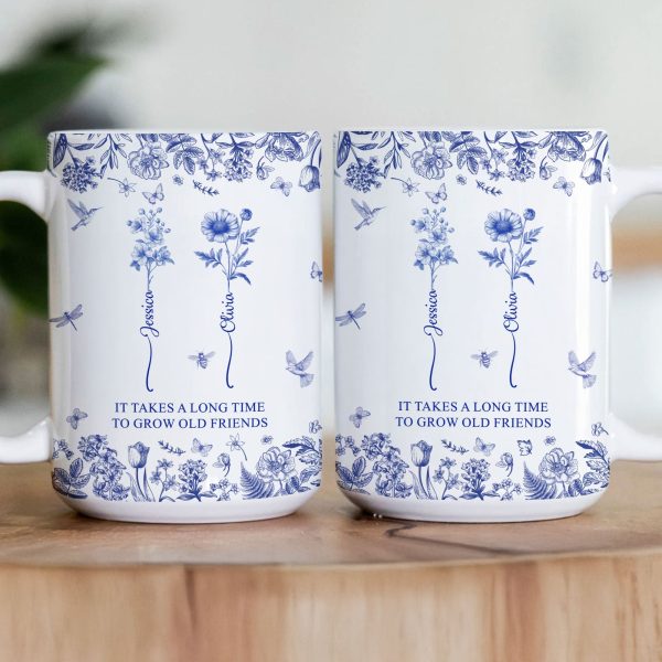 If Besties Were Flowers I'd Pick You - Toile De Jouy Birth Flowers - Personalized Mug If Besties Were Flowers I'd Pick You - Toile De Jouy Birth Flowers - Personalized Mug