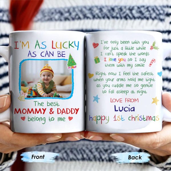 I'm As Lucky As Can Be, Happy 1st Christmas With Trees And Gifts - Personalized Custom Coffee Mug - XMAS040_MG I'm As Lucky As Can Be, Happy 1st Christmas With Trees And Gifts - Personalized Custom Coffee Mug - XMAS040_MG