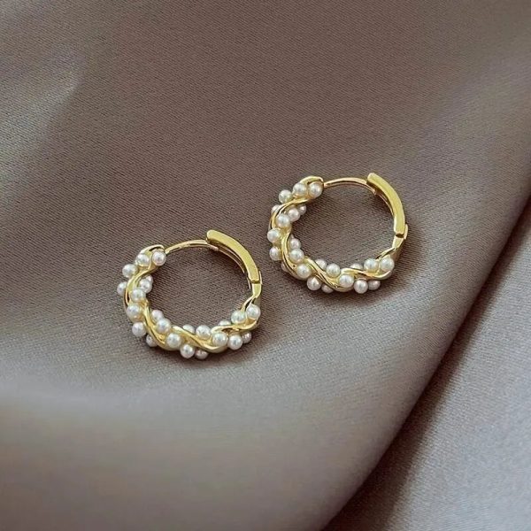 Imitation Pearl Small Round Hoop Earrings Imitation Pearl Small Round Hoop Earrings
