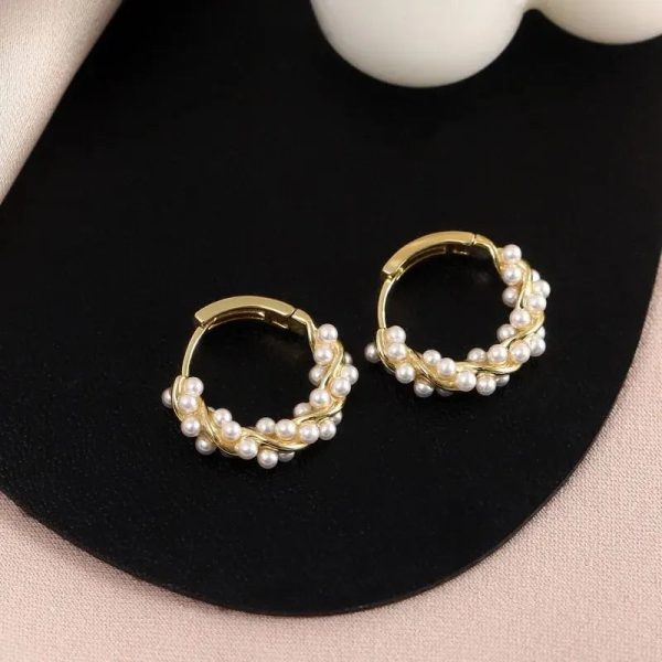 Imitation Pearl Small Round Hoop Earrings Imitation Pearl Small Round Hoop Earrings
