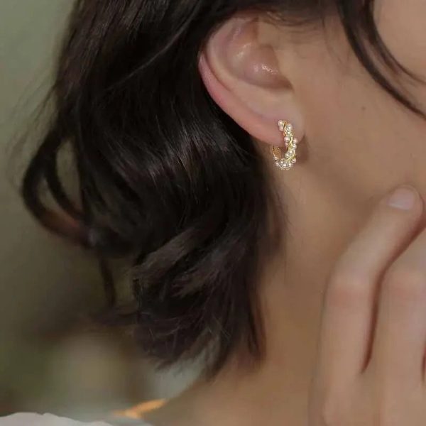 Imitation Pearl Small Round Hoop Earrings Imitation Pearl Small Round Hoop Earrings