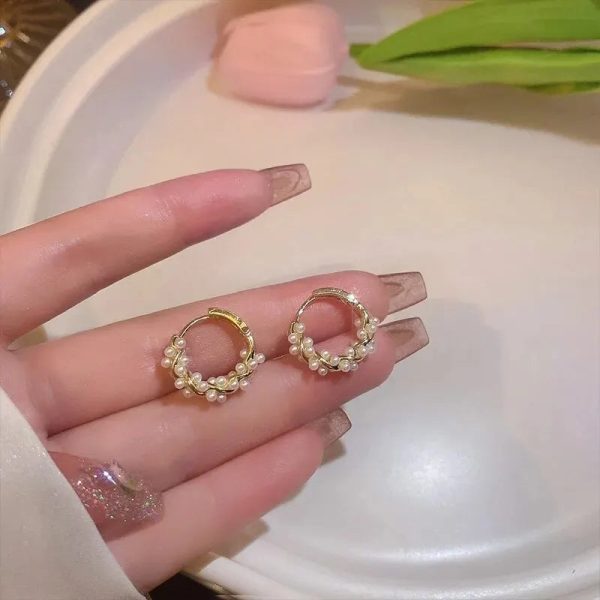 Imitation Pearl Small Round Hoop Earrings Imitation Pearl Small Round Hoop Earrings