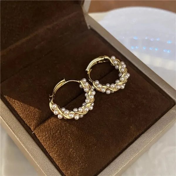 Imitation Pearl Small Round Hoop Earrings Imitation Pearl Small Round Hoop Earrings