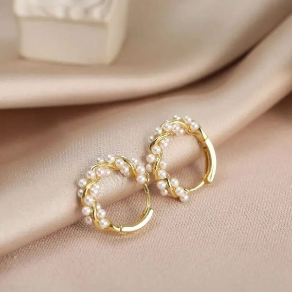 Imitation Pearl Small Round Hoop Earrings Imitation Pearl Small Round Hoop Earrings