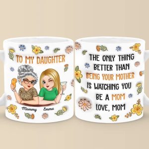 In Her Smile, I See My Own Heart Reflected - Family Personalized Custom 3D Inflated Effect Printed Mug - Gift For Daughter