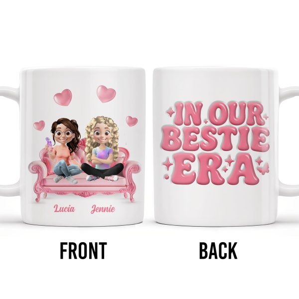 In Our Bestie Era, Hearts And Animated Female Characters - Personalized Custom Coffee Mug - BST172_MG In Our Bestie Era, Hearts And Animated Female Characters - Personalized Custom Coffee Mug - BST172_MG