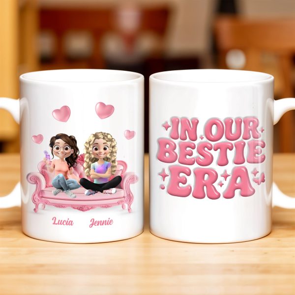 In Our Bestie Era, Hearts And Animated Female Characters - Personalized Custom Coffee Mug - BST172_MG In Our Bestie Era, Hearts And Animated Female Characters - Personalized Custom Coffee Mug - BST172_MG
