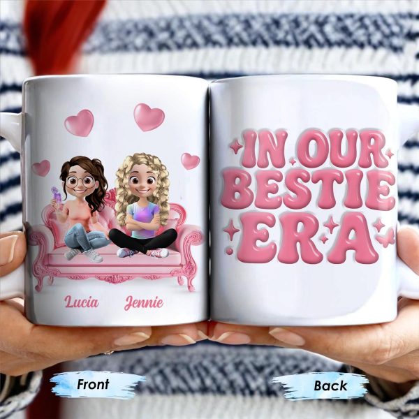 In Our Bestie Era, Hearts And Animated Female Characters - Personalized Custom Coffee Mug - BST172_MG In Our Bestie Era, Hearts And Animated Female Characters - Personalized Custom Coffee Mug - BST172_MG