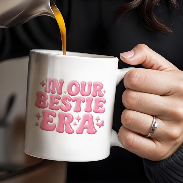 In Our Bestie Era, Hearts And Animated Female Characters - Personalized Custom Coffee Mug - BST172_MG In Our Bestie Era, Hearts And Animated Female Characters - Personalized Custom Coffee Mug - BST172_MG