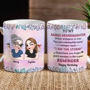 Inspirational White Ceramic Mug, A Special Gift from Mom or Grandma to Daughter or Granddaughter