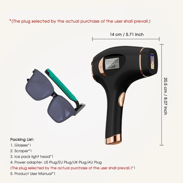 Ipl Laser Hair Removal Device For Women, 5 Levels, Lcd Display, Manual/Auto Modes Ipl Laser Hair Removal Device For Women, 5 Levels, Lcd Display, Manual/Auto Modes