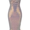 Iridescent Sequin Sweetheart Strapless Feather Cocktail Midi Dress - Lilac Iridescent Sequin Sweetheart Strapless Feather Cocktail Midi Dress - Lilac