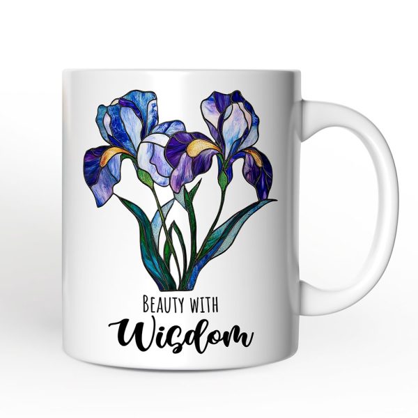 Iris Stained Glass Personalized Mug, Beauty With Wisdom Custom Name Gift Iris Stained Glass Personalized Mug, Beauty With Wisdom Custom Name Gift