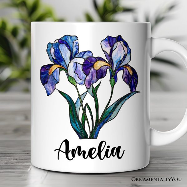 Iris Stained Glass Personalized Mug, Beauty With Wisdom Custom Name Gift Iris Stained Glass Personalized Mug, Beauty With Wisdom Custom Name Gift