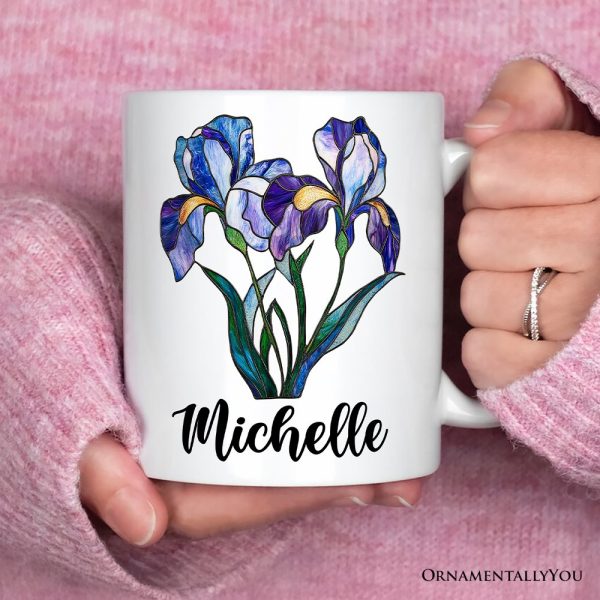 Iris Stained Glass Personalized Mug, Beauty With Wisdom Custom Name Gift Iris Stained Glass Personalized Mug, Beauty With Wisdom Custom Name Gift