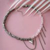 Irregular Pink Stone Beaded Heart Pendant Choker Necklace Irregular Pink Stone Beaded Heart Pendant Choker Necklace