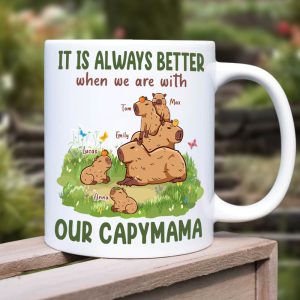 It Is Always Better When We Are With, Personalized Mug, Gift For Mom, Mother's Day Gift, Capybara Mom And Kids Mug