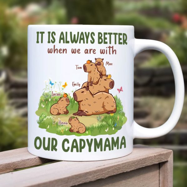 It Is Always Better When We Are With, Personalized Mug, Gift For Mom, Mother's Day Gift, Capybara Mom And Kids Mug It Is Always Better When We Are With, Personalized Mug, Gift For Mom, Mother's Day Gift, Capybara Mom And Kids Mug