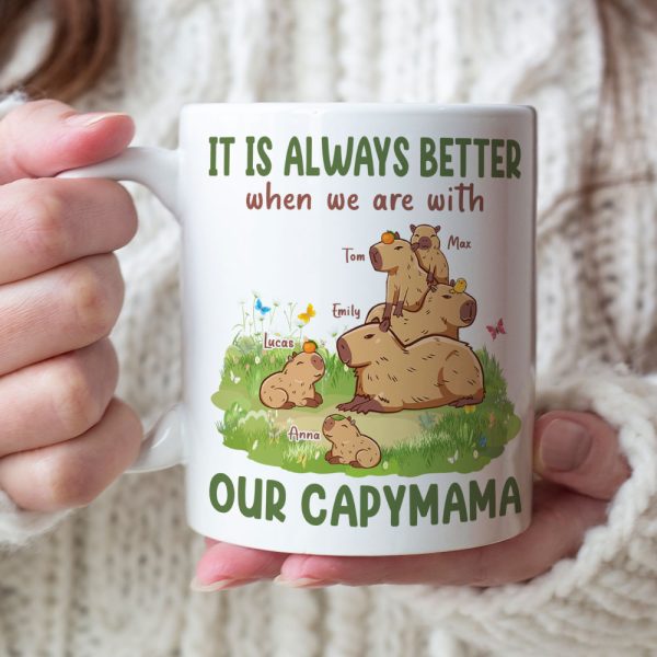 It Is Always Better When We Are With, Personalized Mug, Gift For Mom, Mother's Day Gift, Capybara Mom And Kids Mug It Is Always Better When We Are With, Personalized Mug, Gift For Mom, Mother's Day Gift, Capybara Mom And Kids Mug