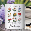 It Is Well With My Soul Christian Floral Personalized Mug, Vintage Bible Verse Gift with Custom Name
