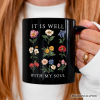 It Is Well With My Soul Christian Vintage Personalized Mug, Floral Bible Verse Gift with Custom Name