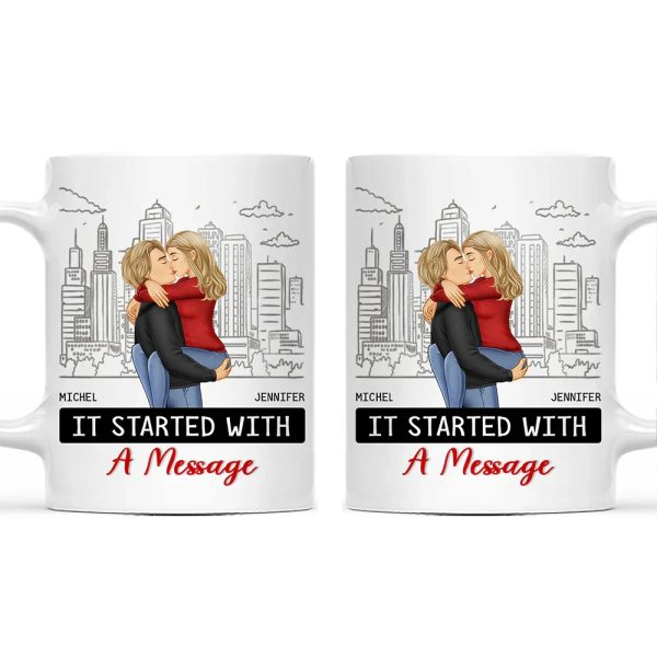 It Started With A Message Couples - Personalized Mug It Started With A Message Couples - Personalized Mug