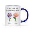 It Takes a Long Time to Grow an Old Friend, Custom Birth Month Flower - Personalized Mug - Christmas Gift for Best Friends It Takes a Long Time to Grow an Old Friend, Custom Birth Month Flower - Personalized Mug - Christmas Gift for Best Friends